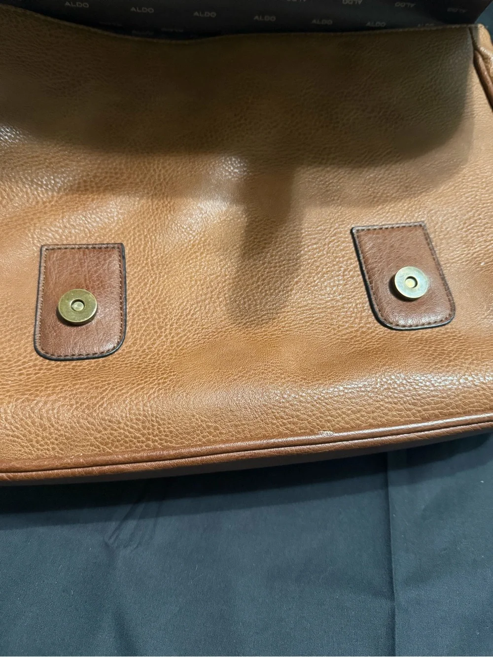 ALDO Brown Leather Satchel Briefcase with Buckle Detail